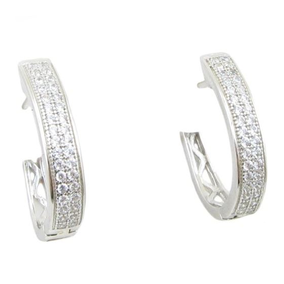 Womens .925 sterling silver White hoop earring 2mm thick and 4mm wide Size 1