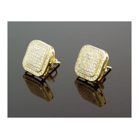 Sterling Silver Unisex Fashion Square Hand Set Stud Earrings ME0223 1