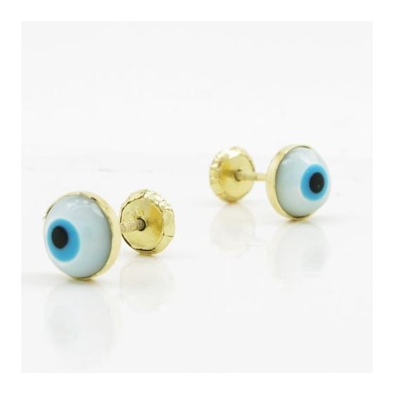 14K Yellow gold Evil eye stud earrings for Children/Kids web235 3