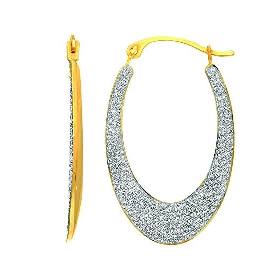 14K Yellow Gold Ladies Fancy Lt.Hoop Earrings ER3495