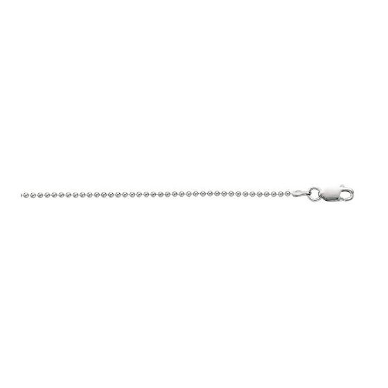 Silver with Rhodium Finish 1.5mm wide Diamond Cut Bead Chain with Lobster Clasp