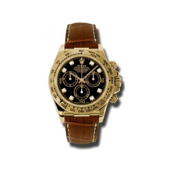 Rolex Watches  Daytona Yellow Gold  Leather Strap 116518 bkdbr