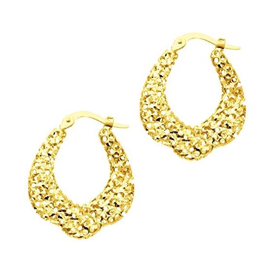 14K Yellow Gold Ladies Hoop Earrings ER942