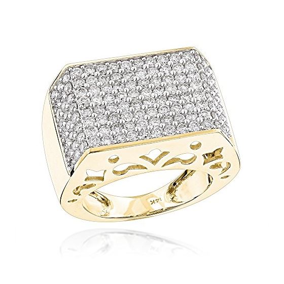 Mens Ring 14K Gold Pave Diamond Band 4Ctw (Yellow