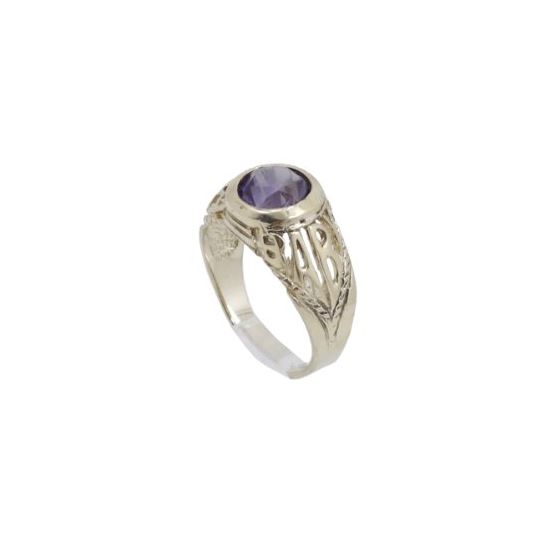 10k Yellow Gold Syntetic purple mother gemstone ring ajr20 Size: 2.5 1