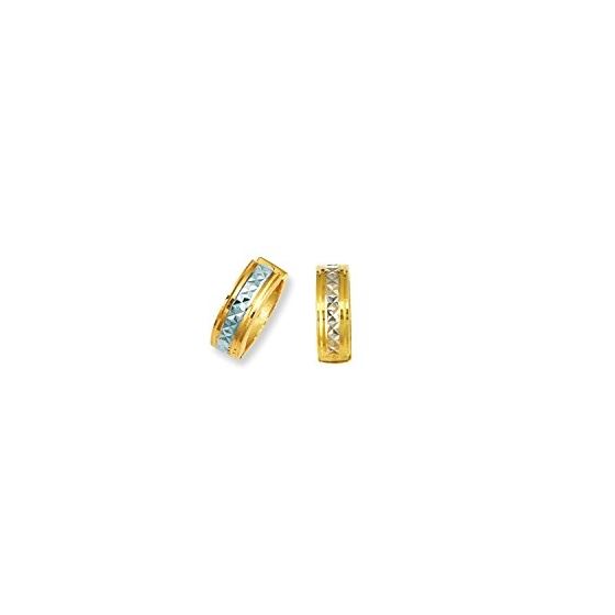 14K Yellow White Gold Ladies Huggie Earrings SN332