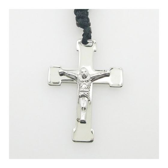 "Stainless Steel Rosary Necklace with Cross R134 ball 8 mm