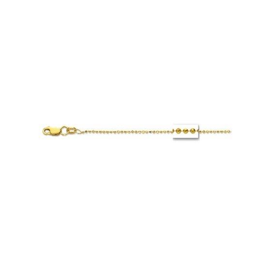 14K Yellow Gold 1.0mm wide Diamond Cut Bead Chain with Spring Ring Clasp 1