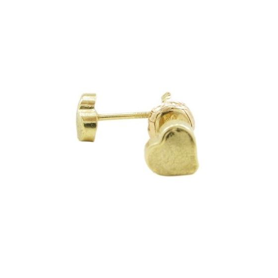 14K Yellow gold Plain heart stud earrings for Children/Kids web166 1