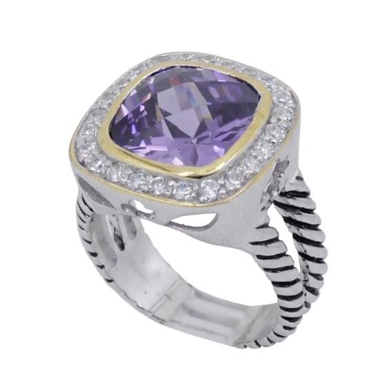 "Ladies .925 Italian Sterling Silver Purple Violet synthetic gemstone ring SAR54 6