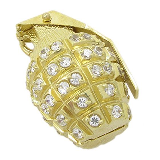 Mens 10k Yellow gold Yellow gold hand grenade charm EGP10 IJAMEGP10 1