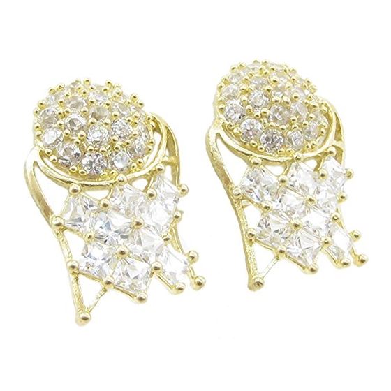 Mens 10k Yellow gold Basket ball white cz stud earring ELMI41 1