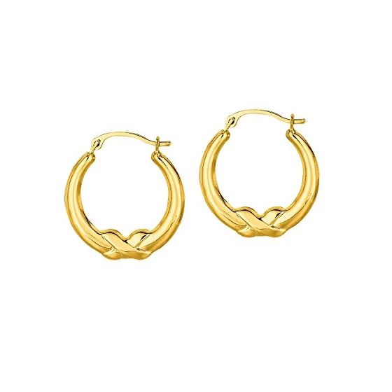 10K Yellow Gold Ladies Hoop Earrings 111ER