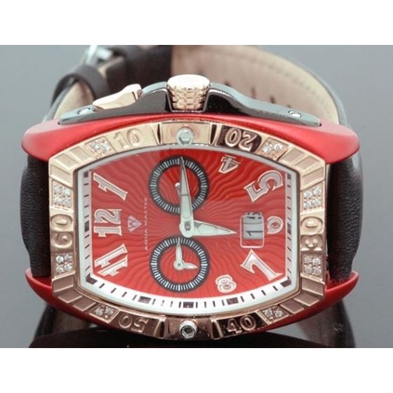Aqua Master Tonneau 0.50 ct Diamond Mens Red Watch