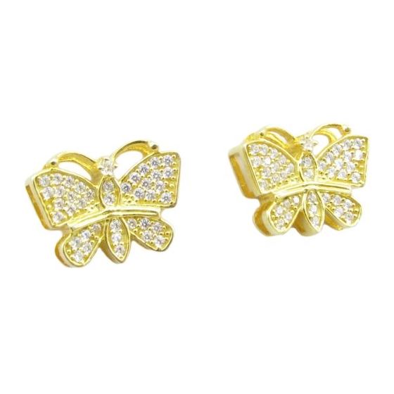 Womens .925 sterling silver Yellow butterfly earring 2 MLCZ265 4mm thick and 13mm wide Size 1