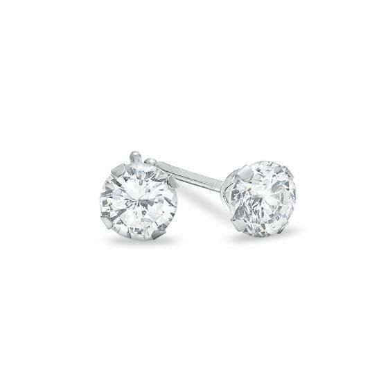 Unisex 14K Solid White Gold 4mm Round Screw Back Basket Earrings Free Box 87-10 Size unisex