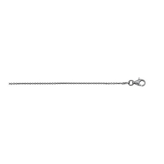 Silver with Black Ruthenium Finish 1.4mm wide Diamond Cut Cable Chain with Pear Shape Clasp