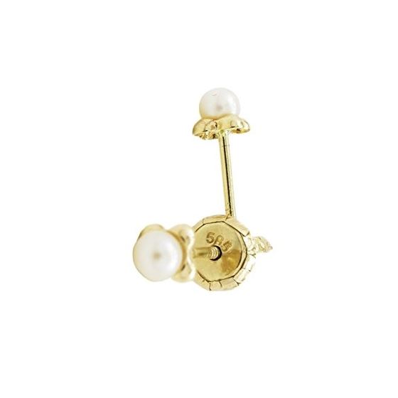 14K Yellow gold Small flower pearl stud earrings for Children/Kids web199 1