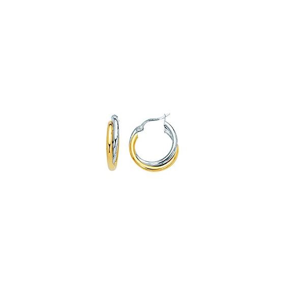 14K Yellow White Gold Ladies Hoop Earrings ER249