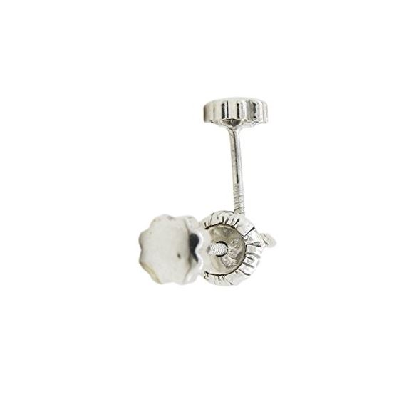 14K White gold Plain flower stud earrings for Children/Kids web185 1