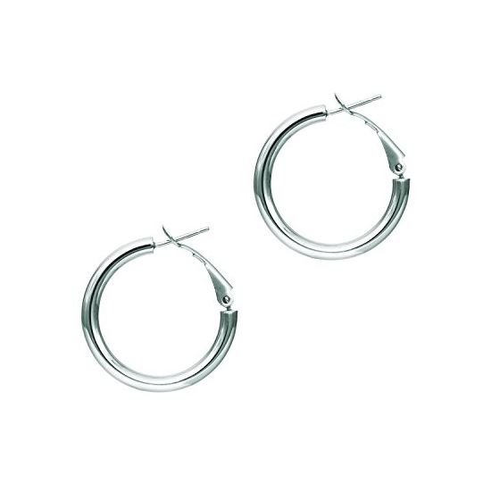 14K White Gold Ladies Hoop Earrings WER1029