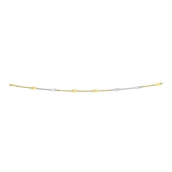 14K Yellow White Solid Gold Shiny 1.1Mm Comfort Cu