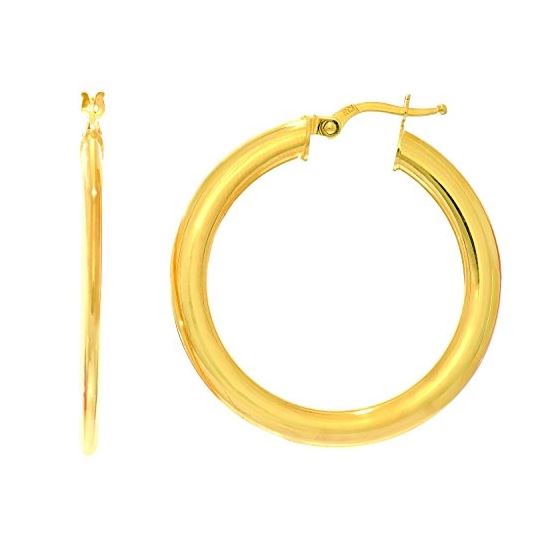 14K Yellow Gold Ladies Hoop Earrings ER2955