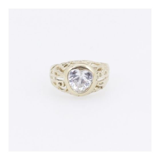 10k Yellow Gold Syntetic white gemstone ring ajr8 Size: 2 3