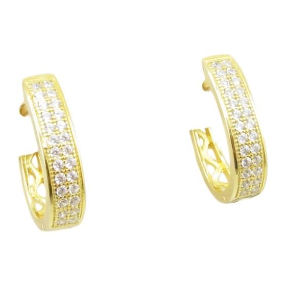 Womens .925 sterling silver Yellow hoop earrings 2mm thick and 4mm wide 1