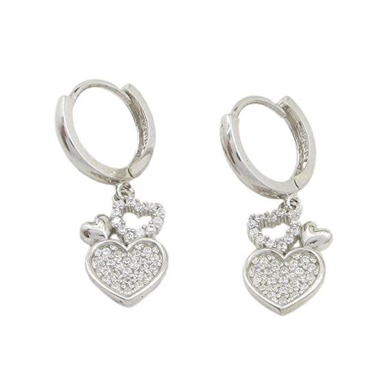 Womens Sterling silver triple heart fancy cz chandelier earring Silver4 1