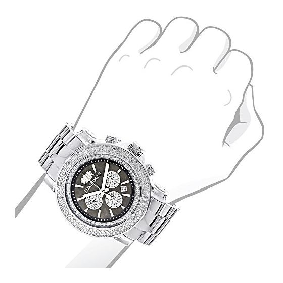 Large Face Watches for Men: Luxurman Real Diamond Watch Chronograph 0.25ct 3