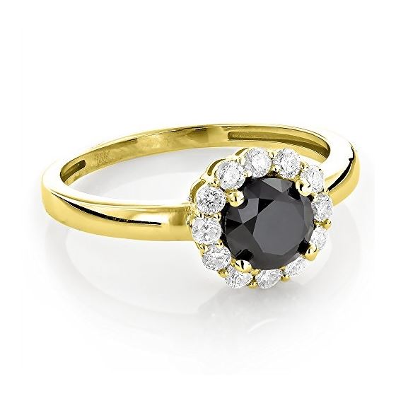 14K White And Black Natural 1.5 Ctw Diamonds Engag