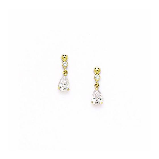 14K Yellow Gold star oval drop shap with cz earrings screw back Size: Actual Image