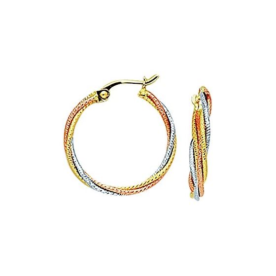 14K Tri-Color Gold Ladies Hoop Earrings ER677