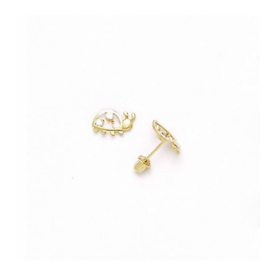 14K Yellow Gold star oval drop shap with cz earrings screw back Size: Actual Image