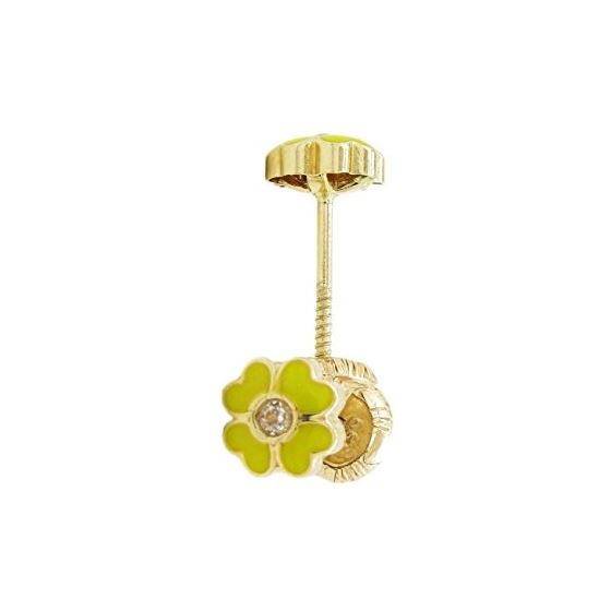 14K Yellow gold Flower cz stud earrings for Children/Kids web102 1