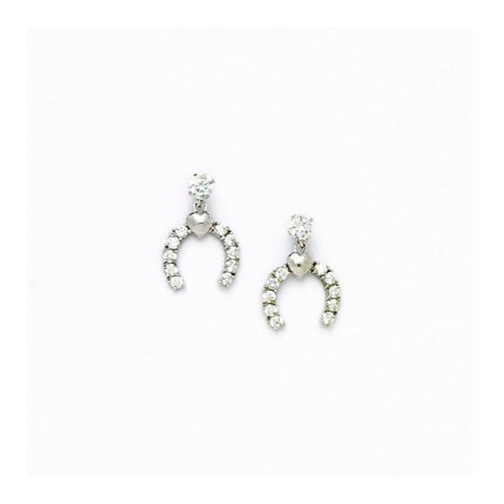 14K White Gold star oval drop shap with cz earrings screw back Size: Actual Image