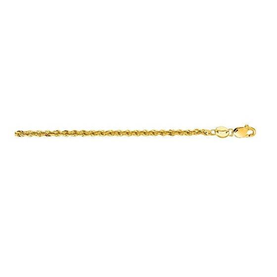 14K Yellow Gold 2.0mm wide Diamond Cut Lite Rope Chain with Lobster Clasp 1