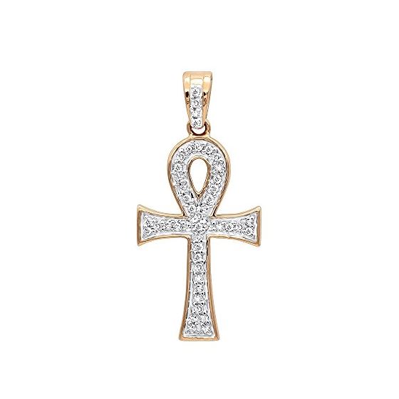 Ladies Solid 14K Gold Mini Diamond Egyptian Ankh C