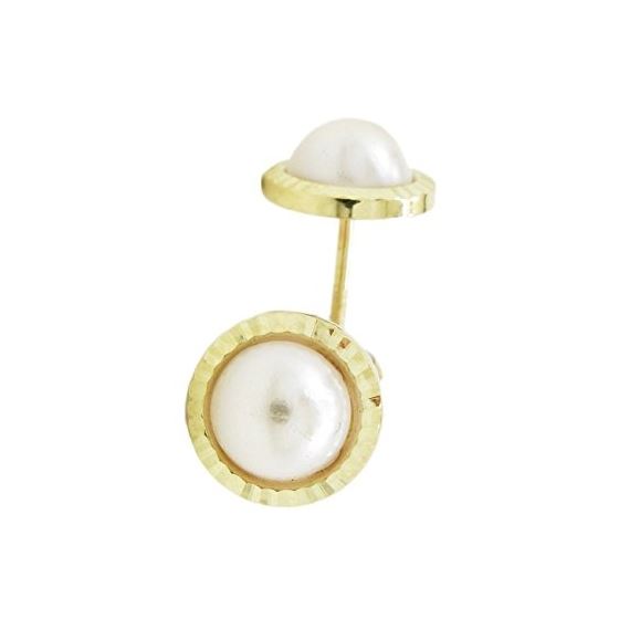 14K Yellow gold Round flower pearl stud earrings for Children/Kids web216 1