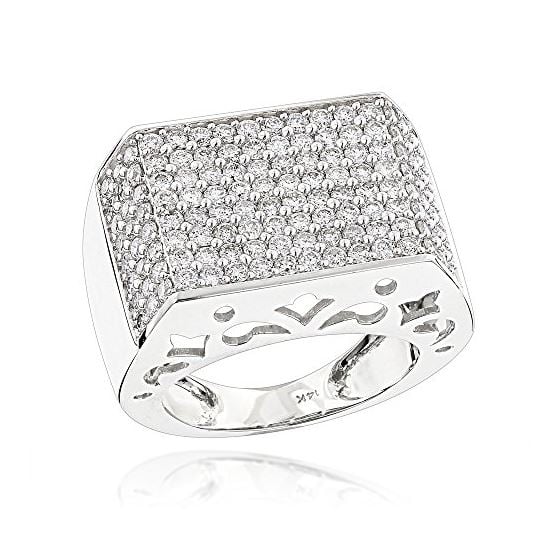 Mens Ring 14K Gold Pave Diamond Band 4Ctw (White G