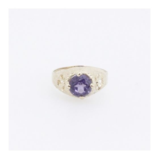 10k Yellow Gold Syntetic purple gemstone ring ajjr78 Size: 2.25 3