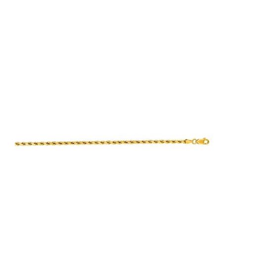 10K Yellow Gold 3.5mm Shiny Solid Diamond Cut Royal Rope Chain Bracelet with Lobster Clasp