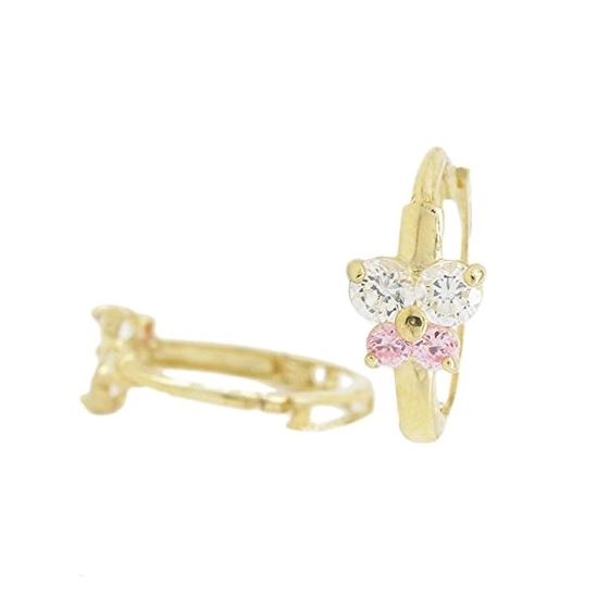 14K Yellow gold Butterfly cz hoop earrings for Children/Kids web325 1