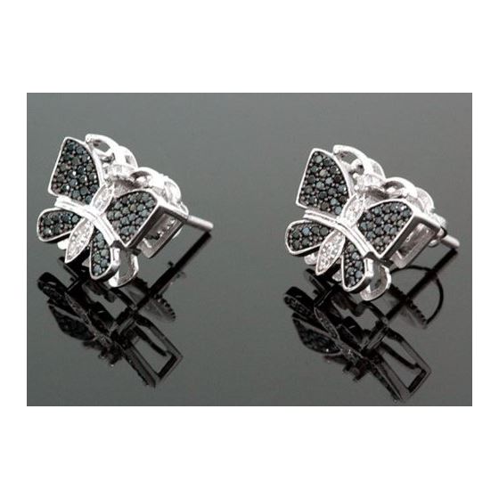 Sterling Silver Butterfly Fashion Hand Set Stud Earrings ME0210c 1