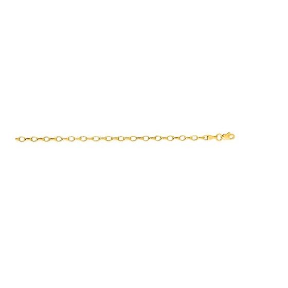 "14K Yellow Gold Oval Rolo Chain 18"" inches long x3.2mm wide"