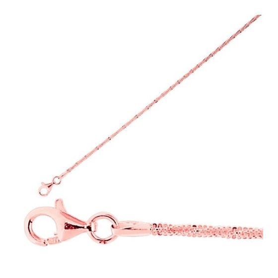 Silver with Rose Finish 1.1mm wide Diamond Cut Box Chain with Pear Shape Clasp