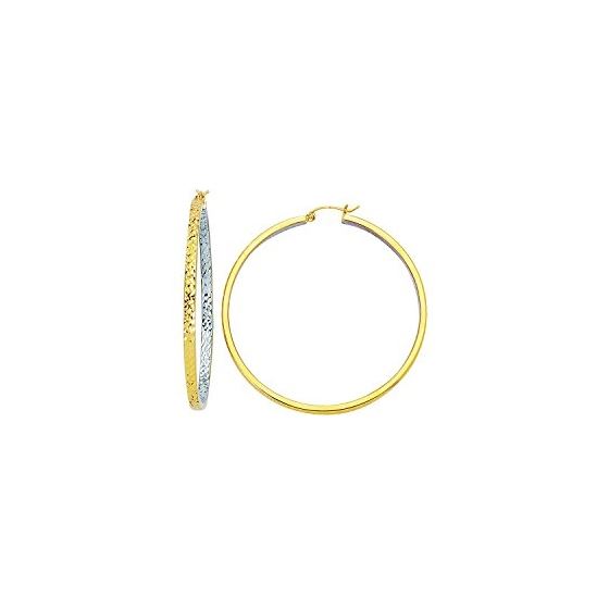 14K Yellow White Gold Ladies Hoop Earrings ER434