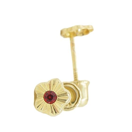 14K Yellow gold Flower cz stud earrings for Children/Kids web488 1