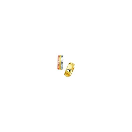 14K Tri-Color Gold Ladies Huggie Earrings SN133